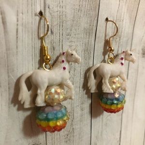 Unicorn pink sparkle bead earrings fantasy dream